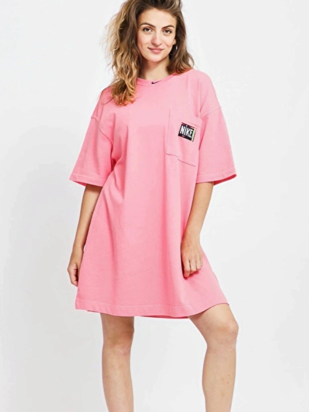 Nike Sportswear Just Do It Pocket T-Shirt Dress Pink Medium